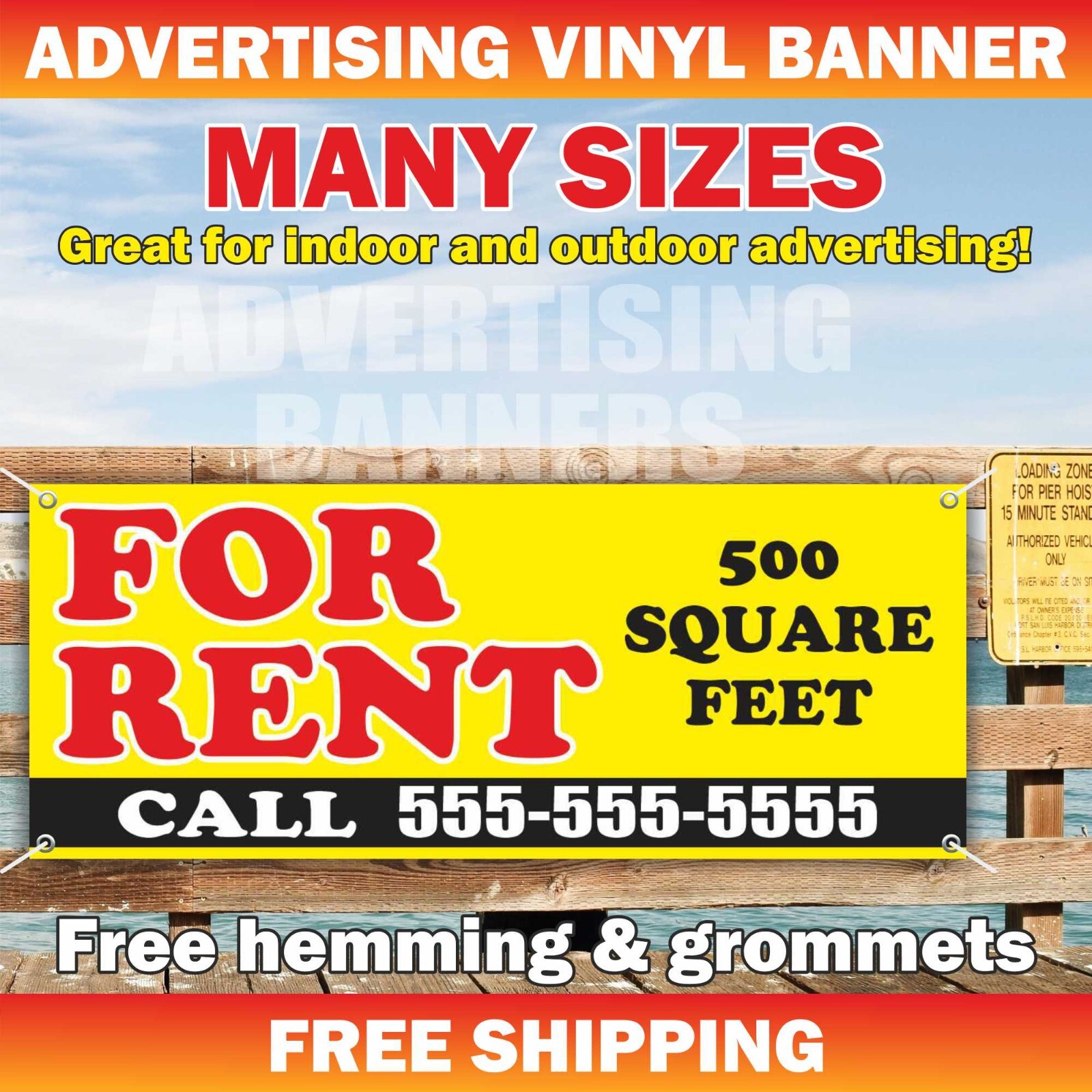 FOR RENT Advertising Banner Vinyl Mesh Sign House Space Room Storage Unit Lease