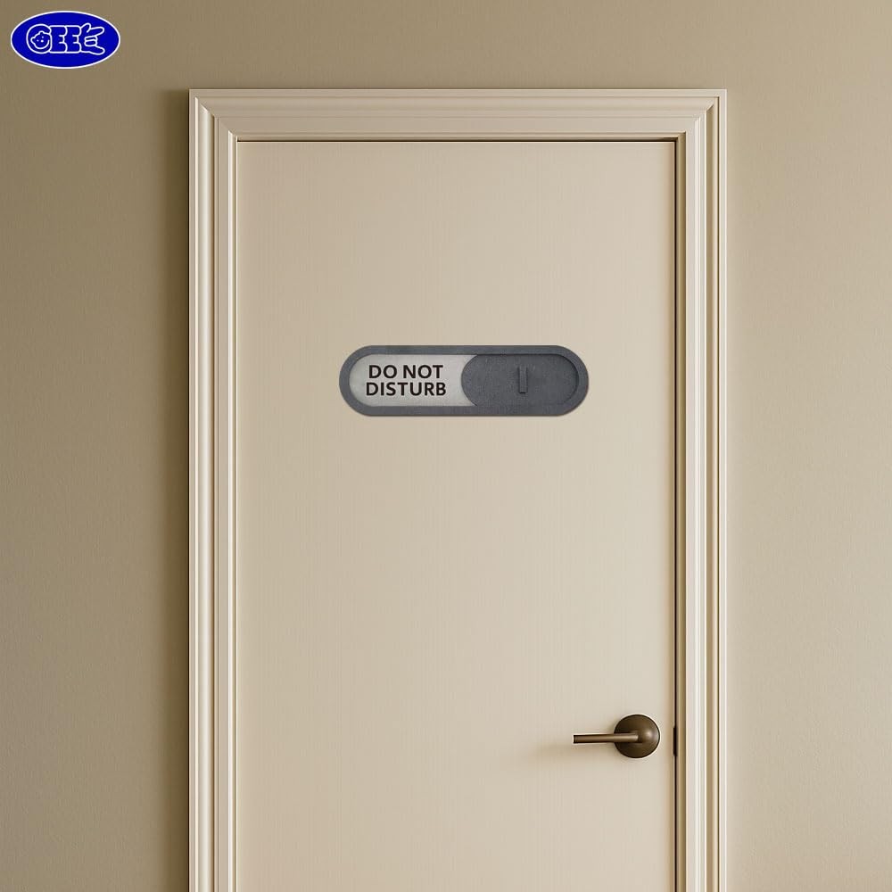 Do Not Disturb Welcome Slider Door Sign Home Office MDF Gray 7.5×2.2 Inch