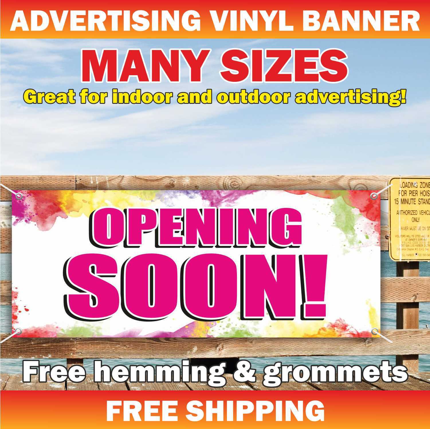 OPENING SOON Advertising Banner Vinyl Mesh Sign Grand Opening New Store Now Open