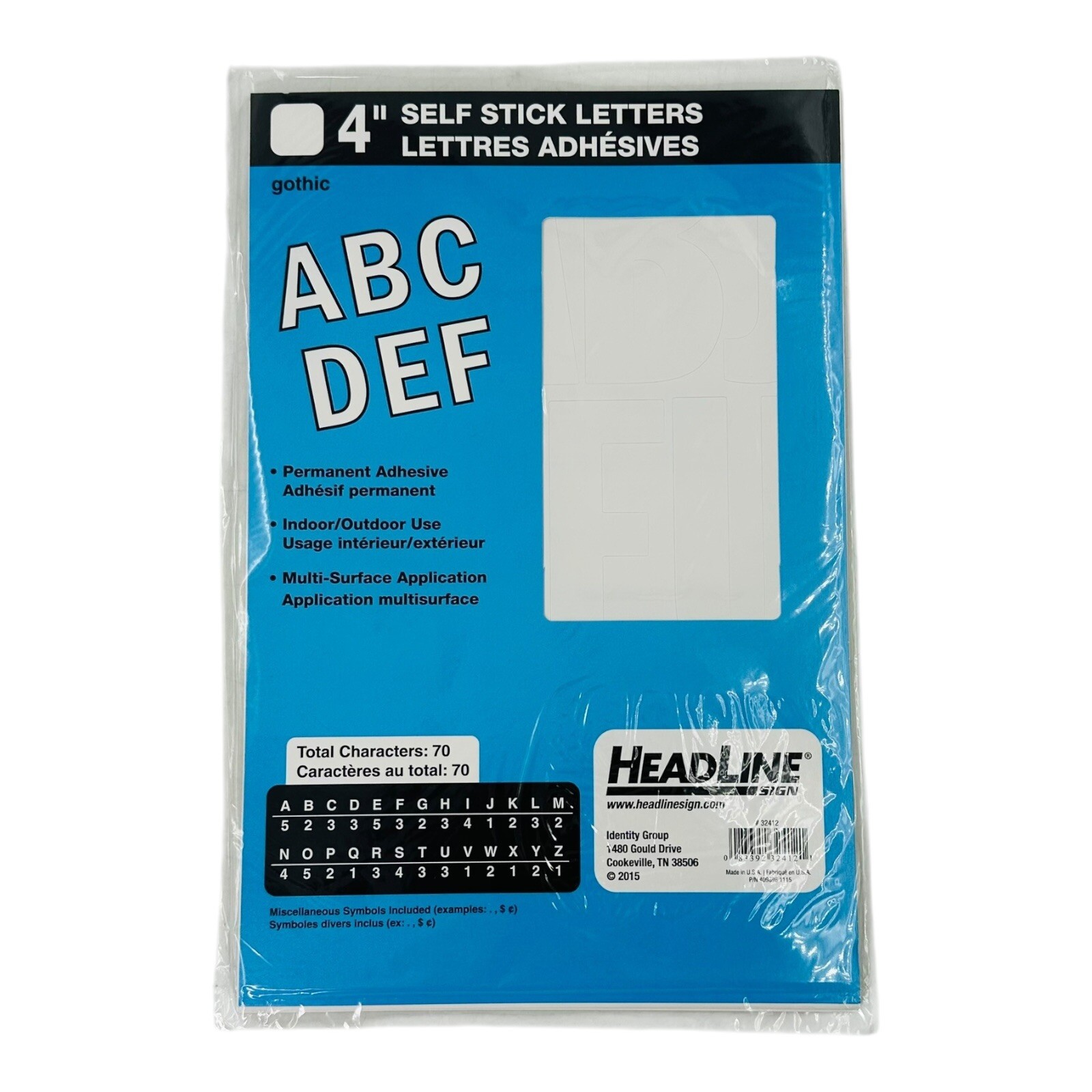 Headline Sign 4″ Self Stick Vinyl Letters White 70 Characters
