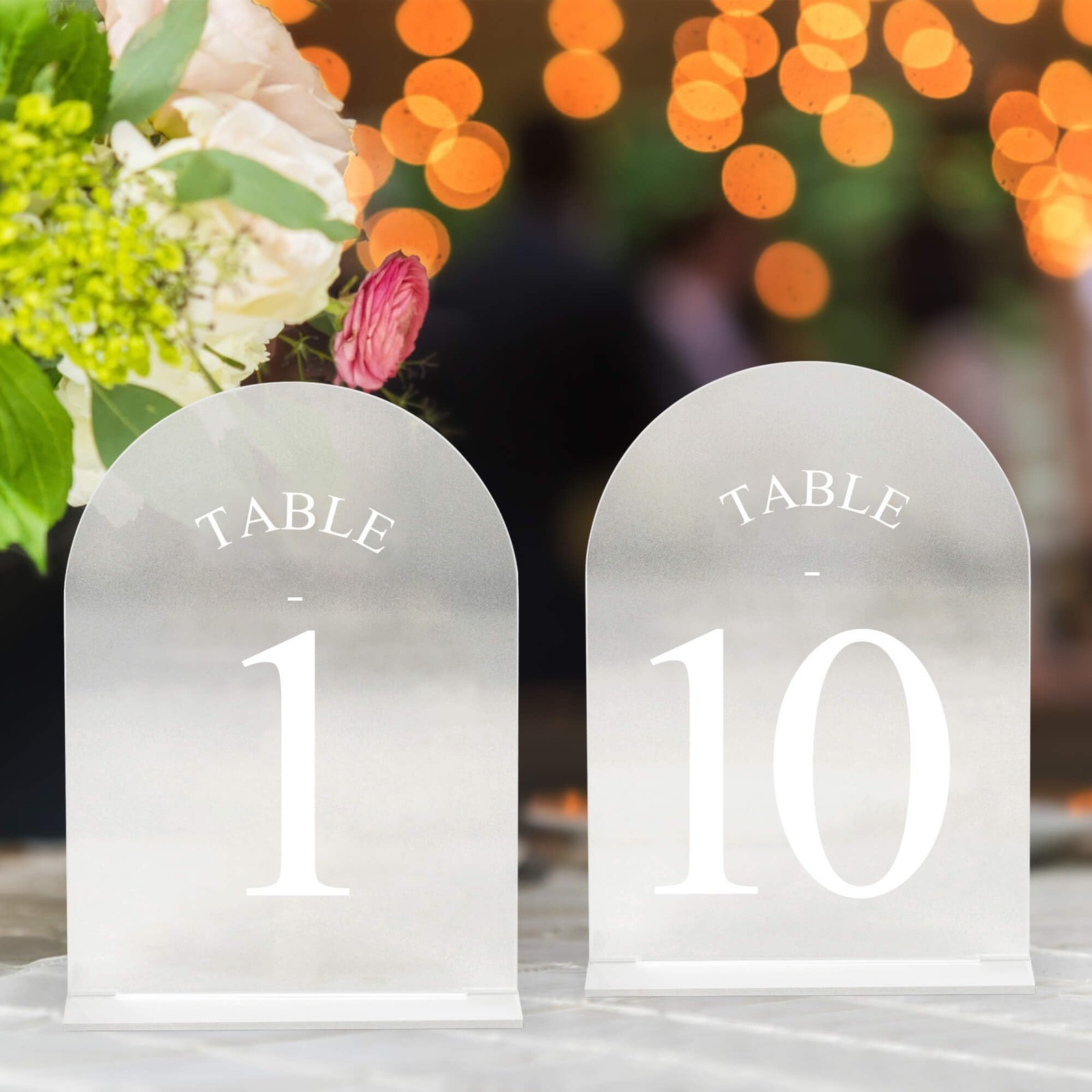 10 PCS Frosted Arch Wedding Table Numbers 110 Stands 5×7 Inch Acrylic Sign