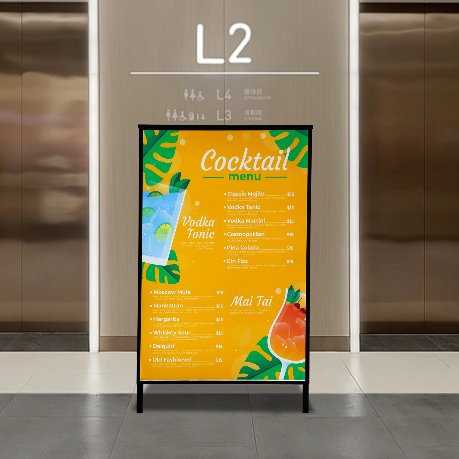 LED Light Box Display Sign Holder in Black for Movie Poster Advertising Display