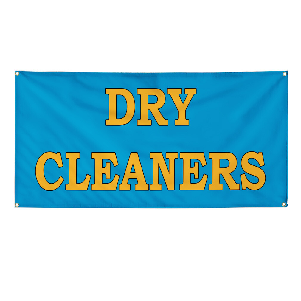 Vinyl Banner Multiple Sizes Dry Cleaners Blue Business Advertisement Business