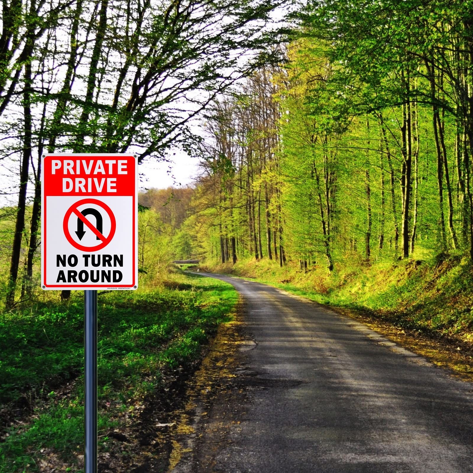 No Turn Around Driveway Signs 2 Pack 10×14 Rust Free Aluminum Reflective NEW