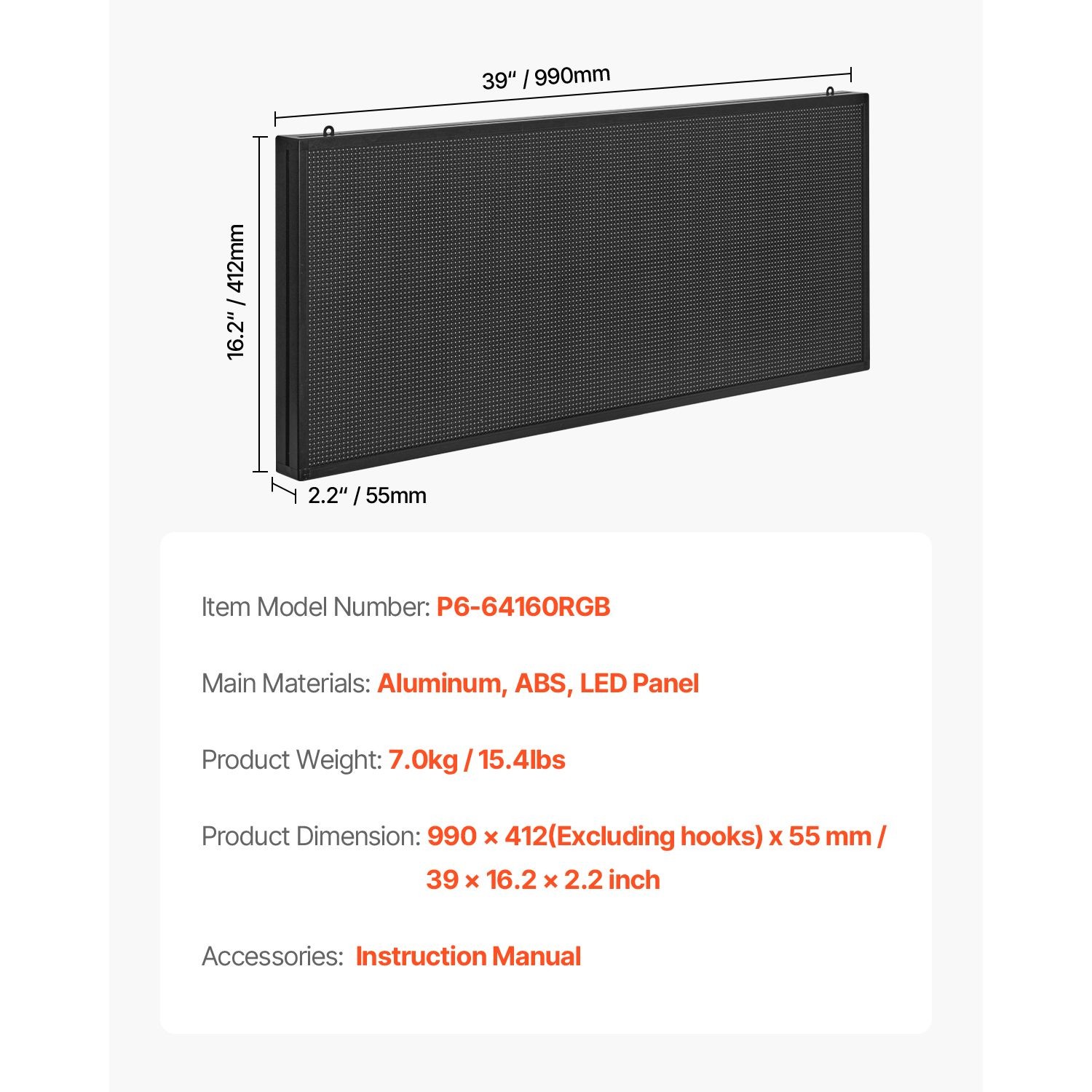 Outdoor LED Shop Sign, IP65, Aluminum Frame, Bluetooth