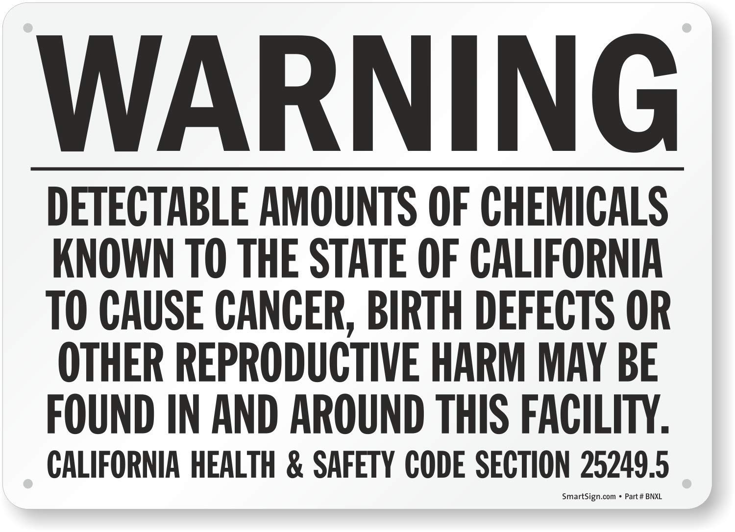 California Proposition 65 Warning Sign Aluminum 10 x 14 Inch
