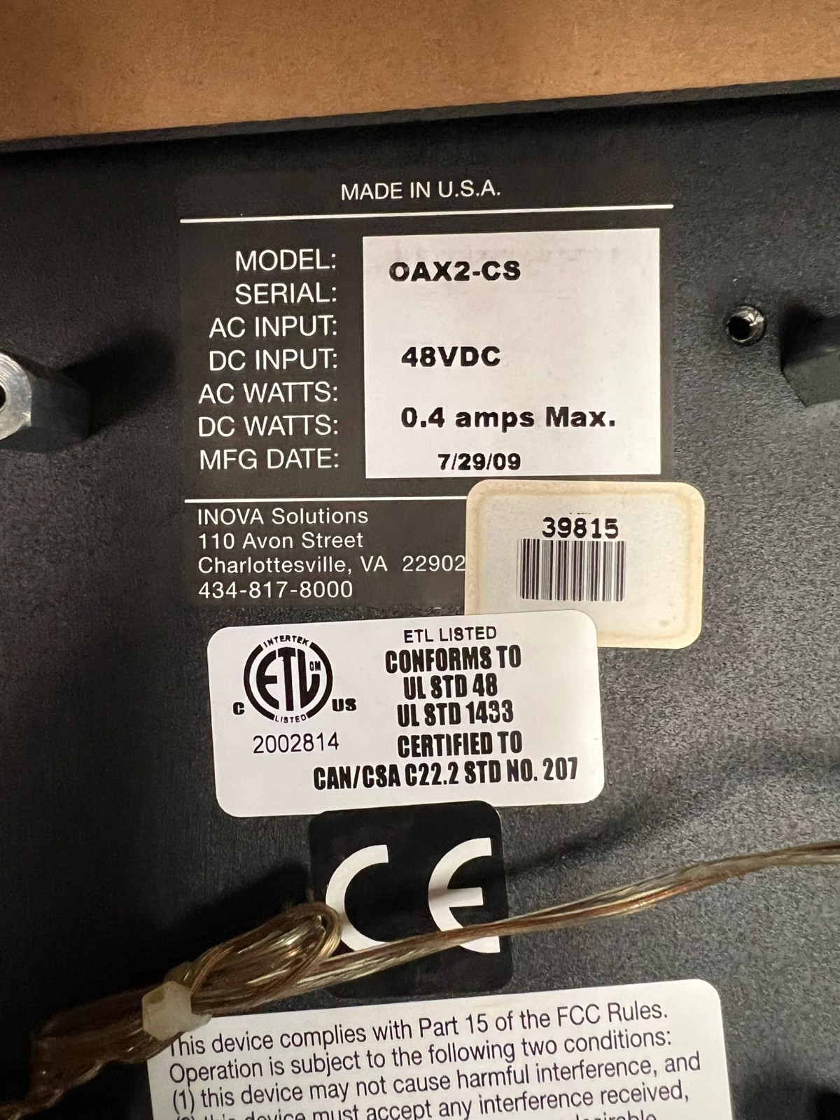 Inova Solutions OAX2-CS LED Message Display Sign PoE Ethernet Tested