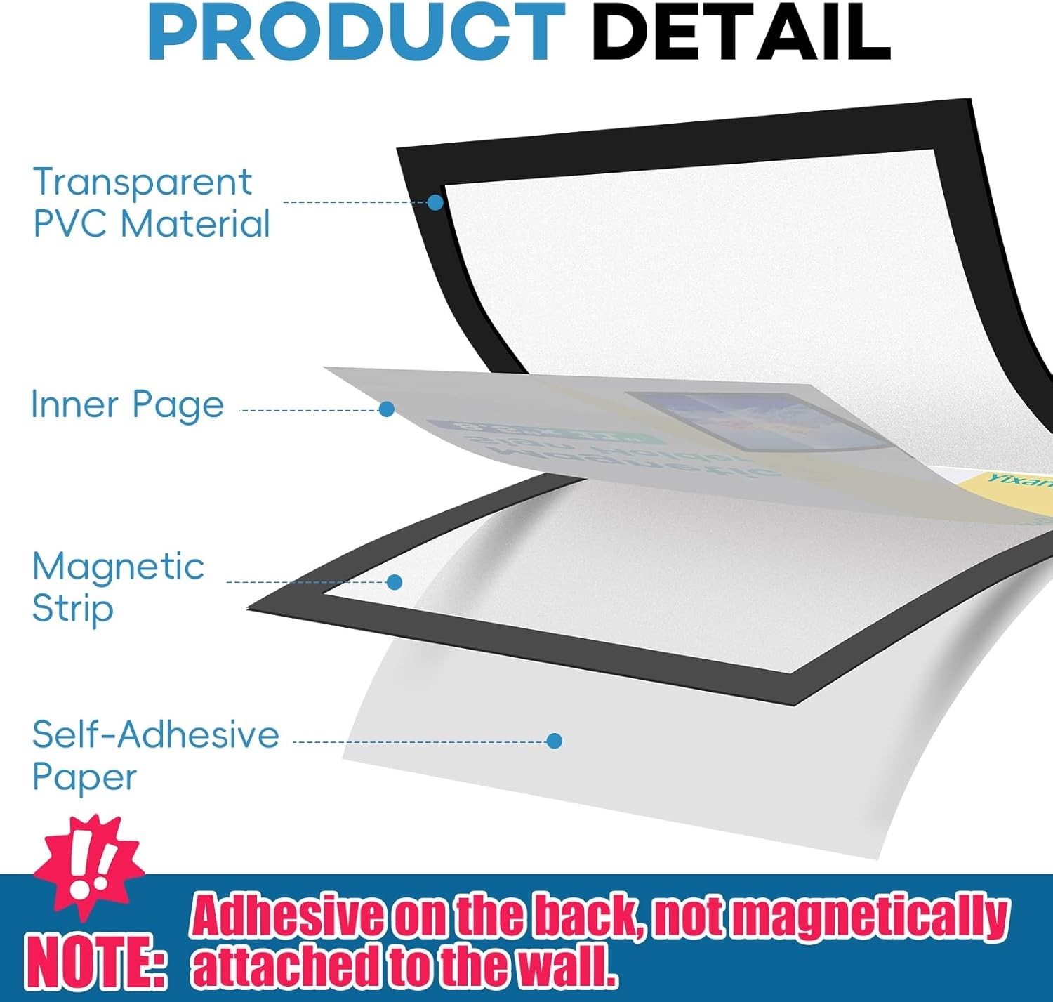 YixangDD 5 Pack Magnetic Sign Holder 8.5 x 8.5"x11" 5 Pack, Black