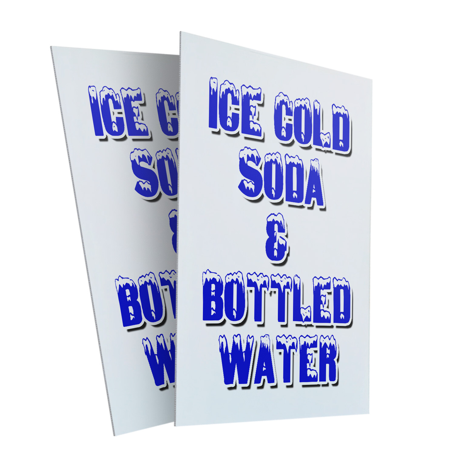 Ice Cold Soda & Bottled Water 24″ x 36″ 2 Pack Of Store Sign Plastic Or Decal