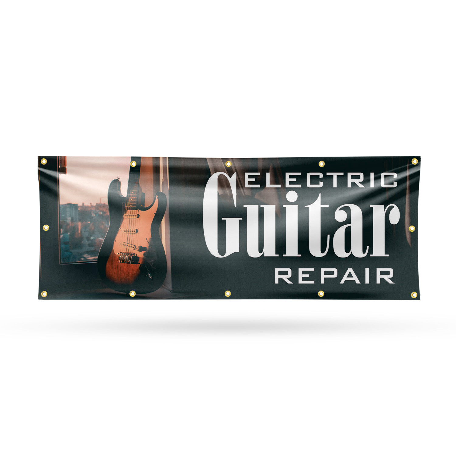 Electric Guitar Repair Vinyl Banner Sign with Metal Grommets Heavy-Duty