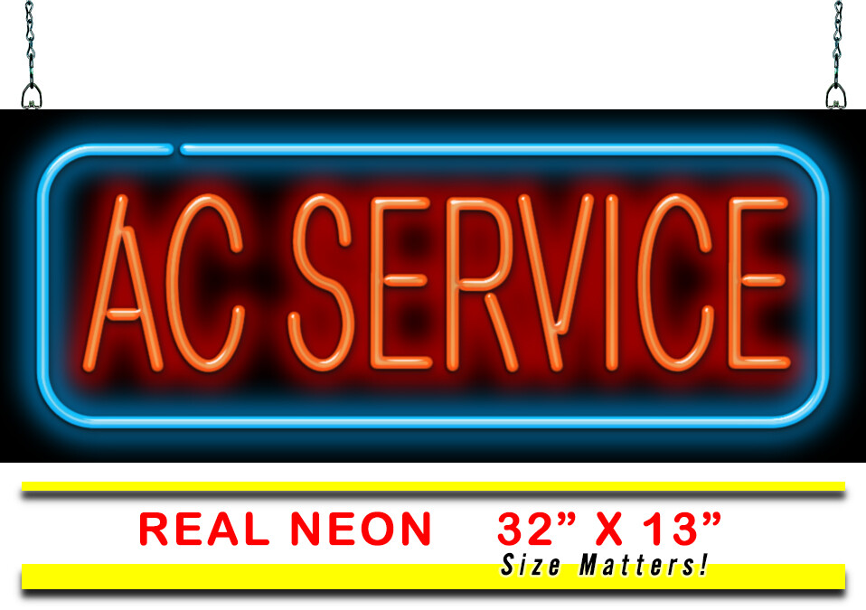 AC Service Neon Sign Jantec 32″ x 13″ Vehicle Maintenance Freon Air