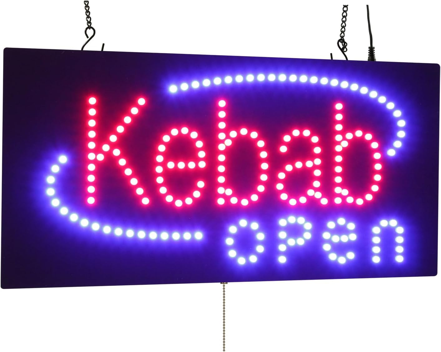 Vibrant LED Kebab Open Sign – 24″x12″ Neon Display for Grand Openings