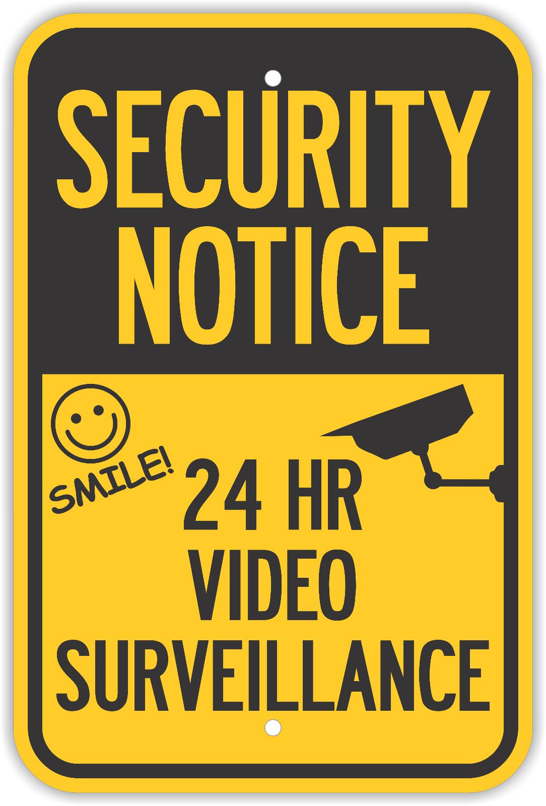 12″X18″ SECURITY NOTICE 24 HR VIDEO SURVEILLANCE SIGNS Heavy Duty Metal Yellow
