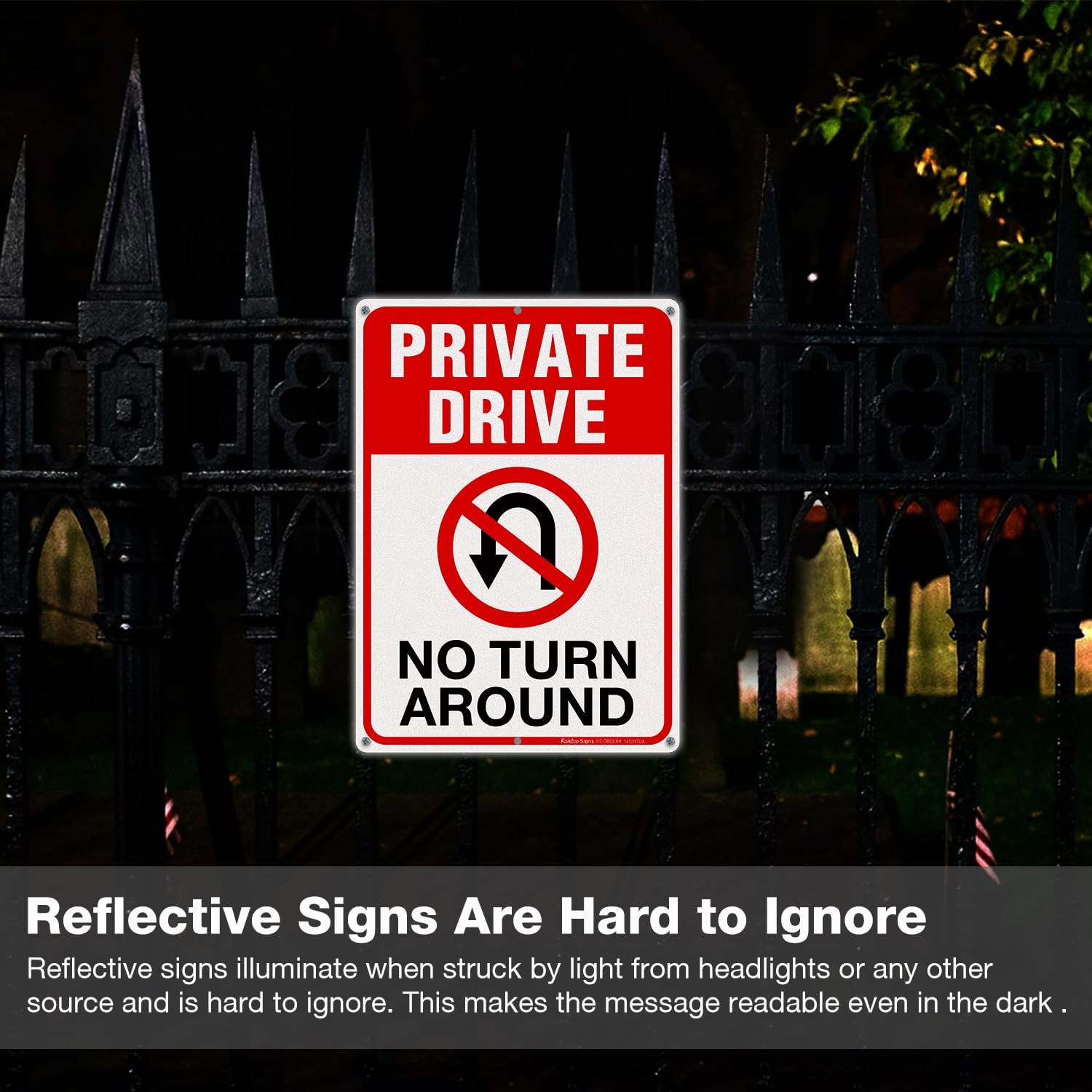 Private Drive Sign, No Turn around Sign, Driveway Signs No Turnaround,14X10 In,
