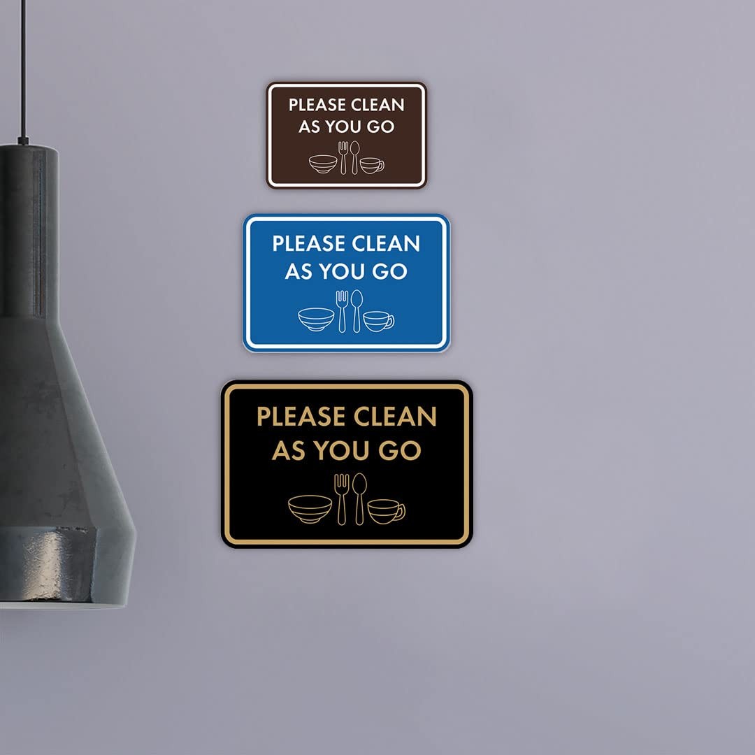 Classic Framed Please Clean As You Go Sign Black Medium Wall Door Notice Decor