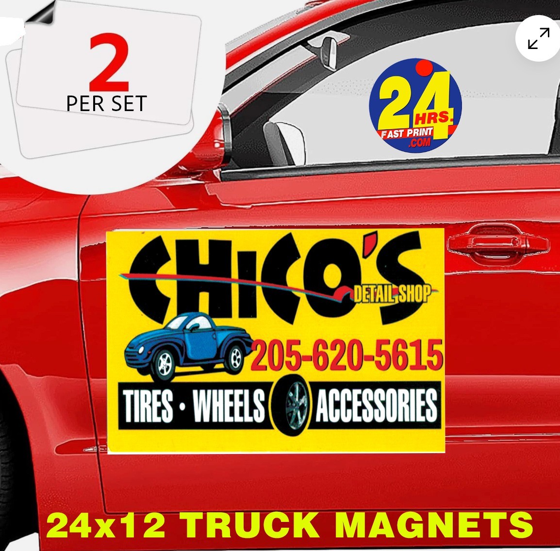 2 PER SETS – 24×18 IN CUSTOM CAR MAGNET MAGNETIC AUTO TRUCK SIGN MADE IN THE USA