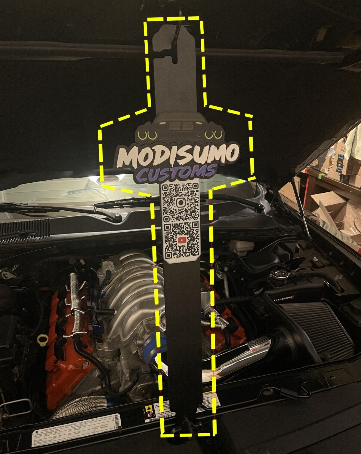 QR CODE HOOD PROP w/SOCIAL MEDIA LINKS – CAR SHOW, ABS PROP, 3D-PRINTED GRAPHICS