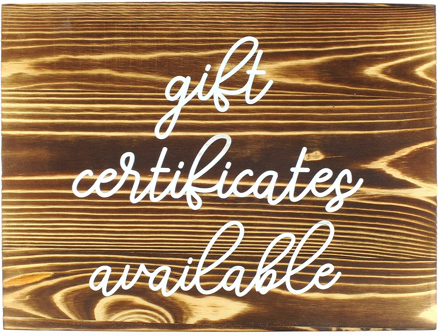 Gift Certificates Available Sign, Brown Wood Retail Store Display Plaque