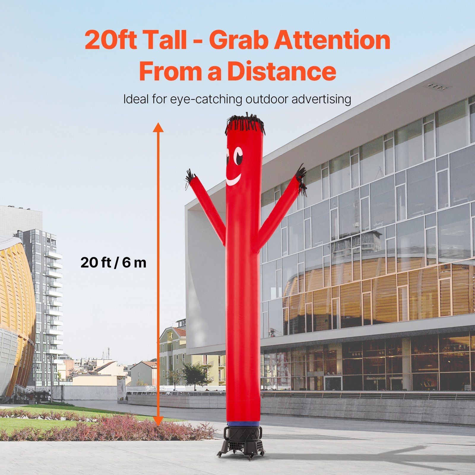 20ft High Visibility Inflatable Dancer 1HP Quiet Blower IPX3 Rated