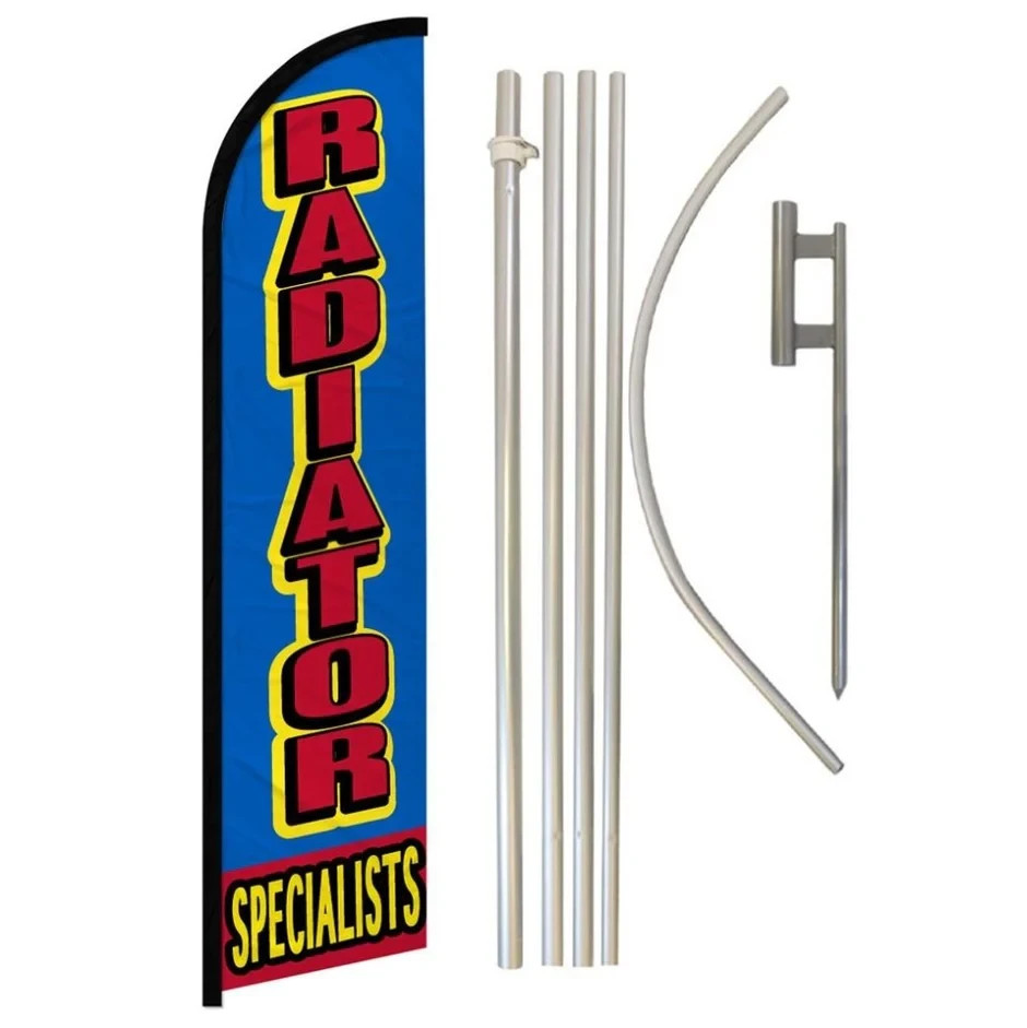 Radiator Specialists Windless Full Curve Advertising Auto Banner Flag Pole Kit