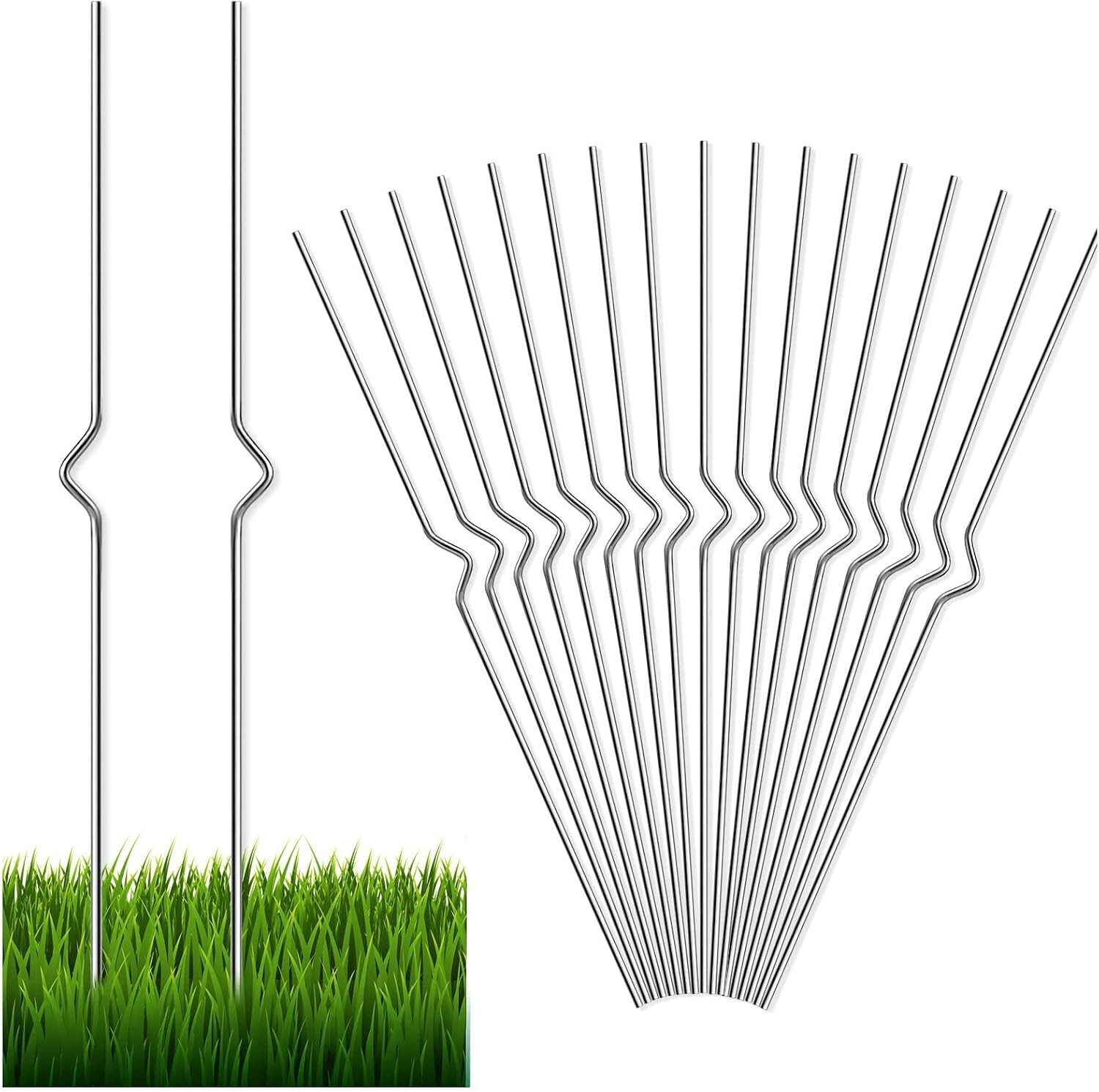 18-Pack Heavy Duty Stainless Steel Yard Sign Stakes – Adjustable 13” Holders