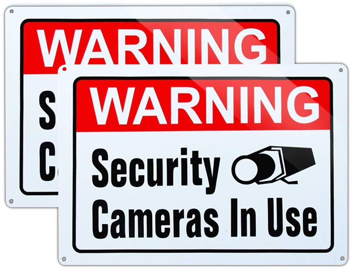 Warning Sign Video Surveillance Security Cameras 10×14 Inch Aluminum 2-Pack