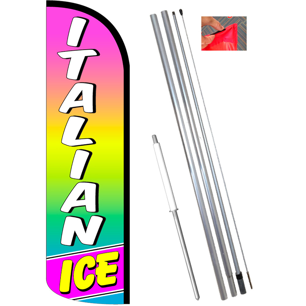 ITALIAN ICE Windless Polyknit Feather Flag Bundle (Complete Kit) OR Optional Rep