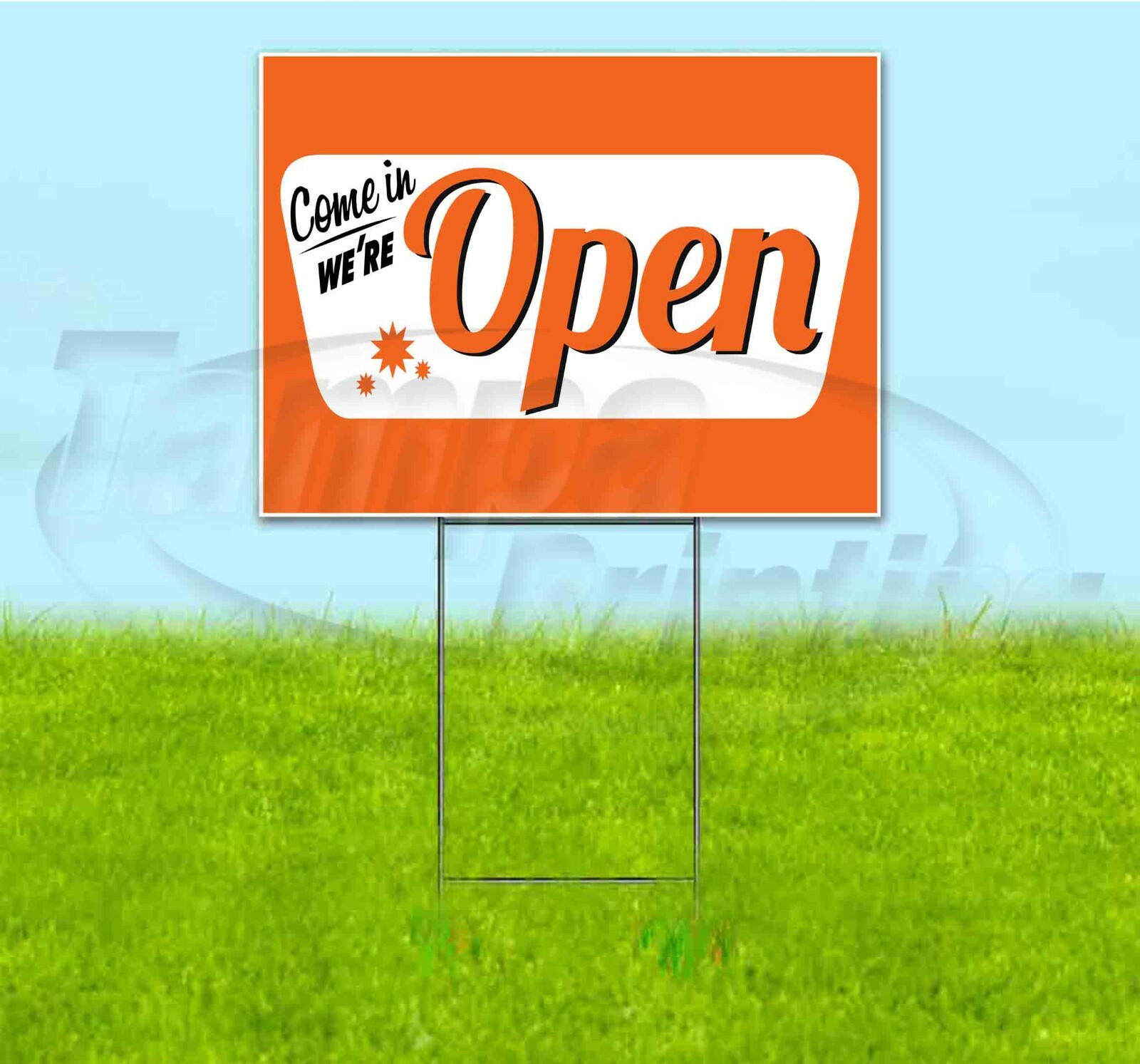 COME IN WE’RE OPEN 18×24 Yard Sign WITH STAKE Corrugated Bandit USA BUSINESS