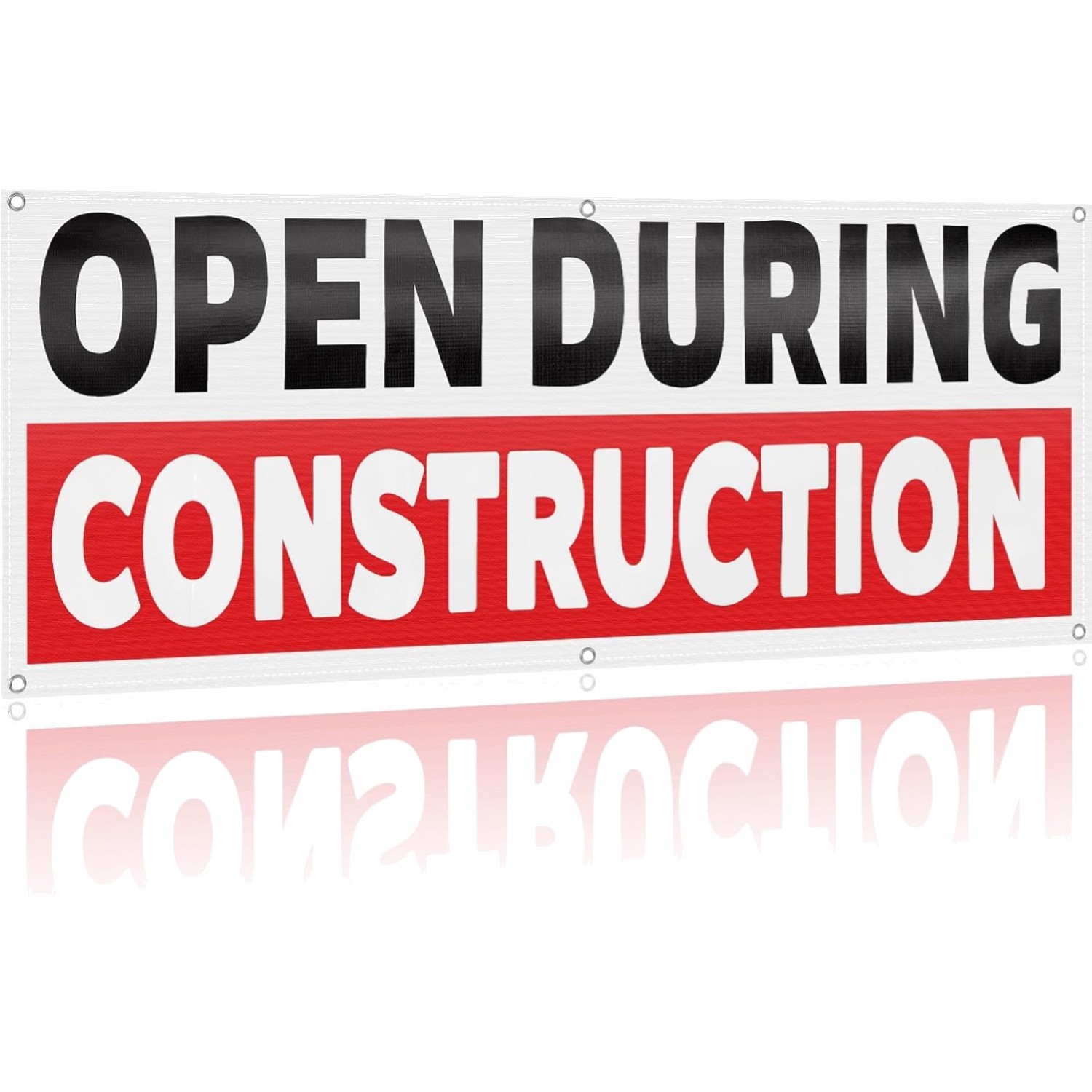 18 x 48 Inches Open During Construction Vinyl Banner Sign for Business Indust…