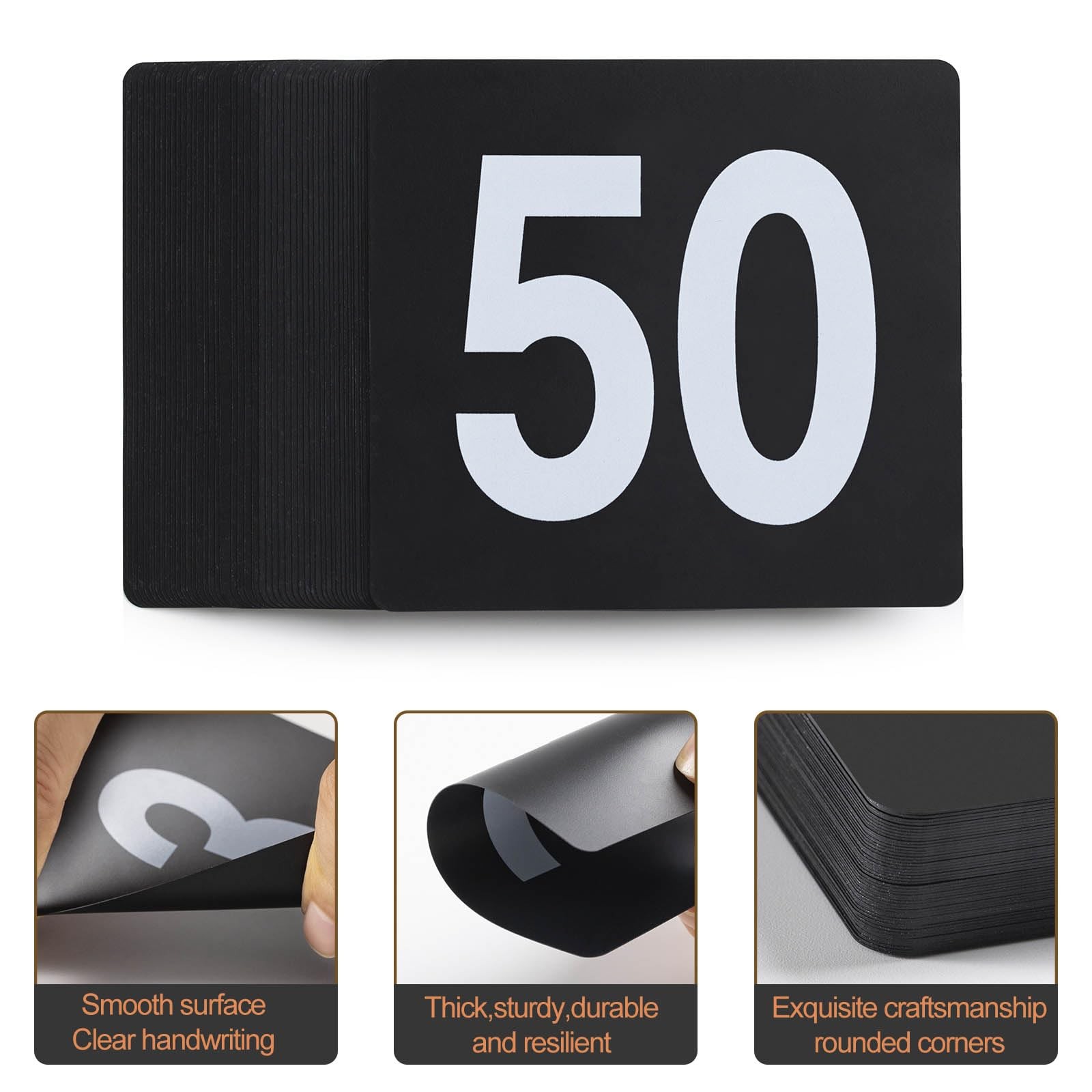 Table Number Cards 1-100, Double Sided Restaurant Table Numbers, 3.5″ Plastic…