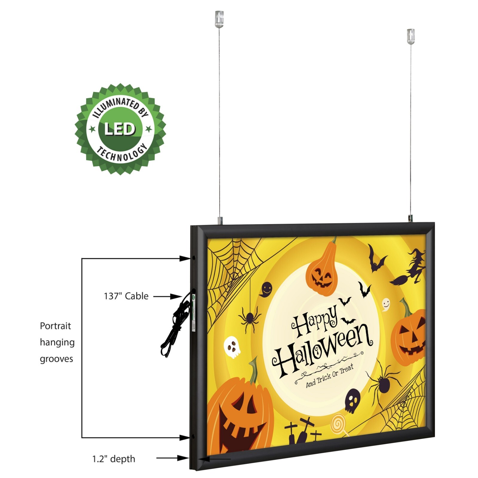 LEDbox Double Sided LED Backlit Poster Frame Black 18×24/24×36 inch Sign Holder