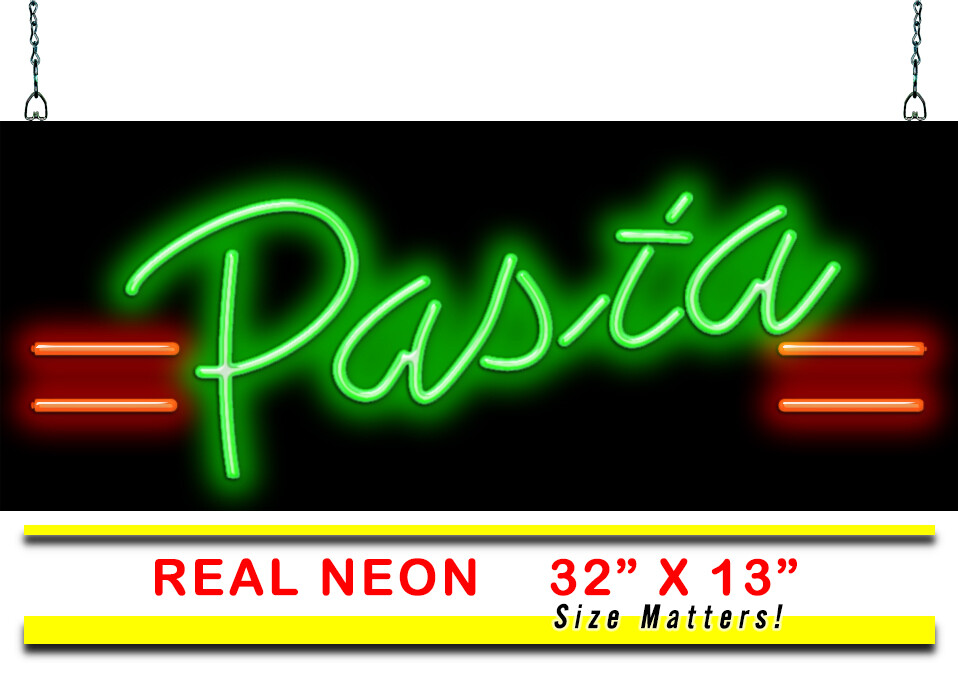 Pasta Neon Sign Jantec 32″ x 13″ Italian Gnocchi Linguini Fettuccini
