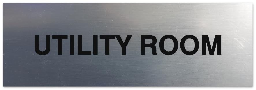 Large Basic Utility Room Sign Brushed Silver Tape Wall Door Plaque Signage