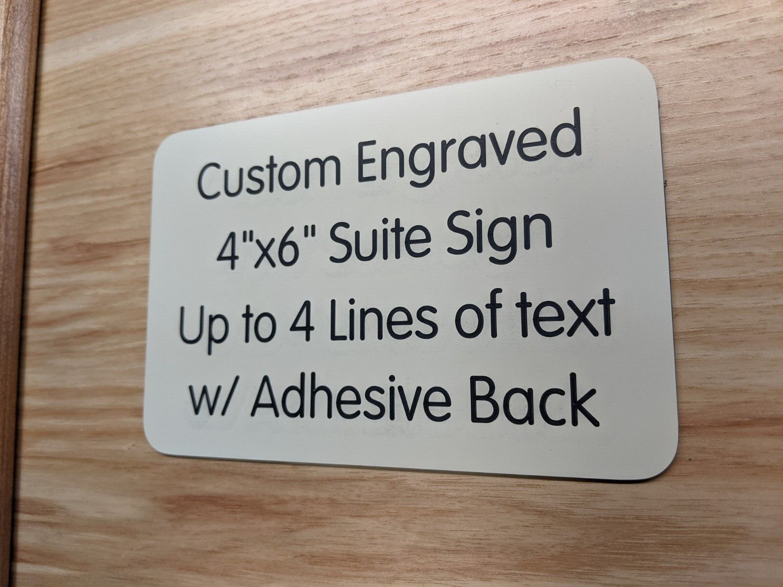 Custom Engraved 4×6 Beige Office Wall Sign | Small Business Wall Door Plaque
