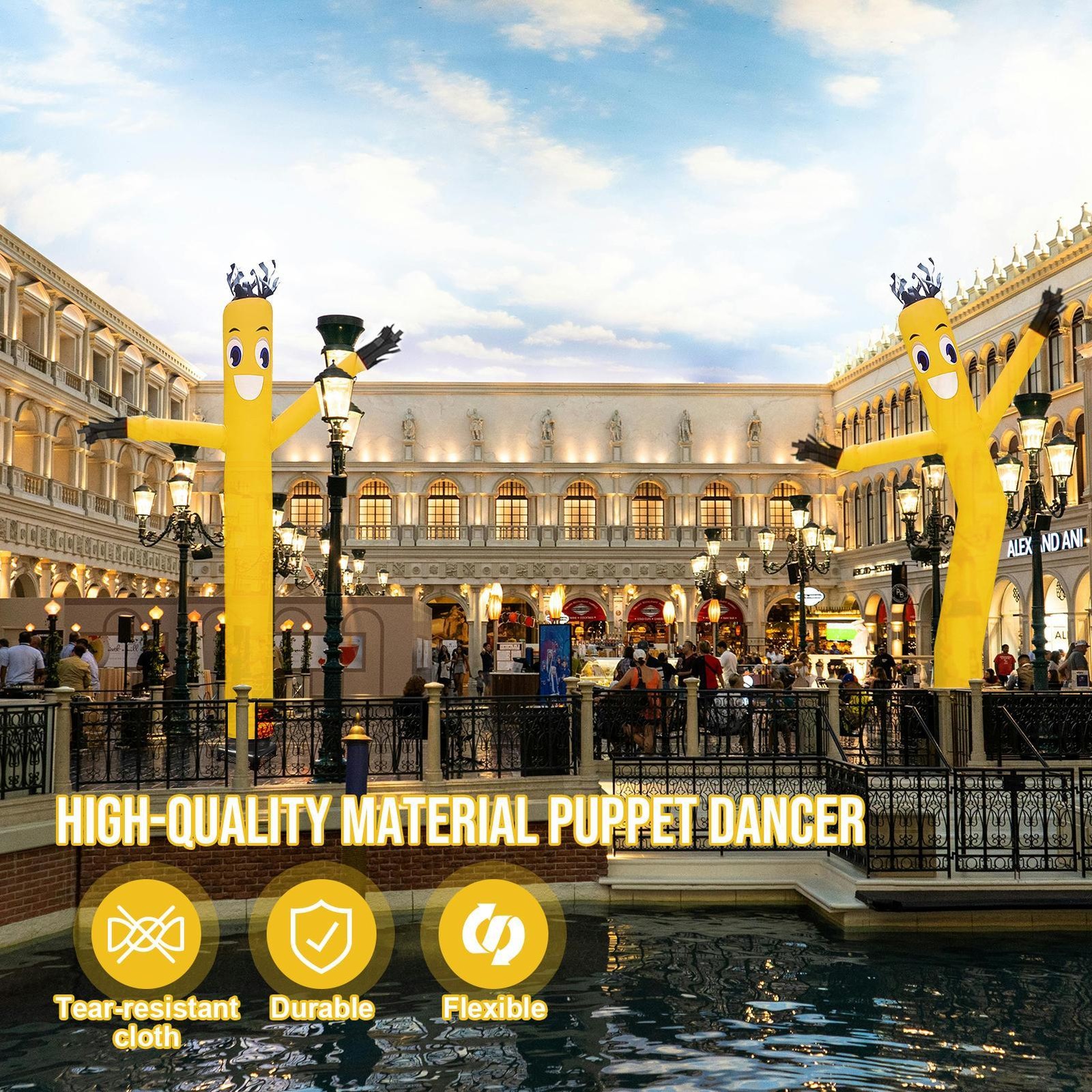 20ft Yellow Inflatable Dancing Sky Puppet Tube Man with Blower for Events