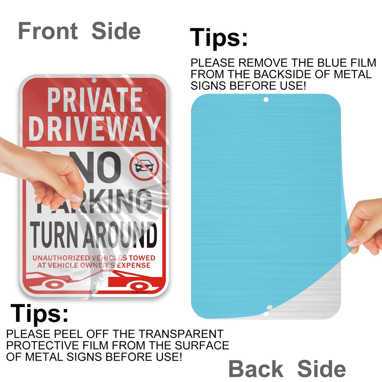 “2Pack No Turn Around Driveway Signs with Reflective Aluminum Stakes”