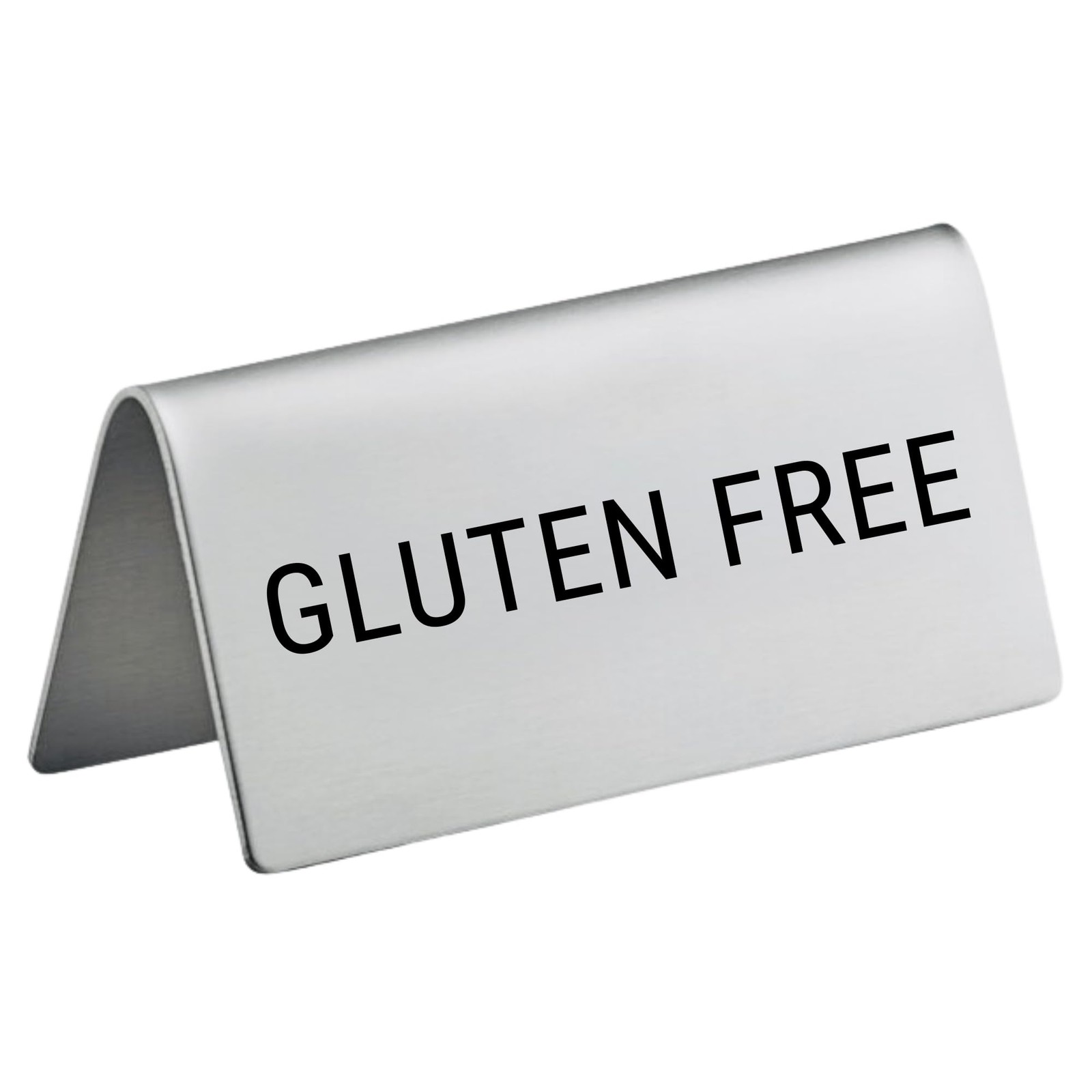 Gluten Free Stainless Steel Metal Table Tent Sign – 3″ x 1-1/2″ – Table Top S…