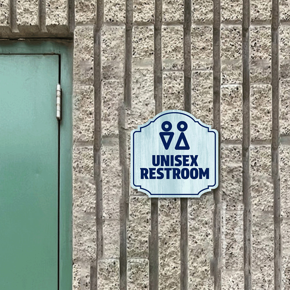 Heritage Plus Unisex Restroom Wall or Door Sign | Gender Neutral Bathroom