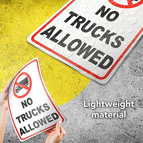 No Trucks Sign – 8×12 Aluminum No Big Trucks Sign – No Truck Parking Signs –