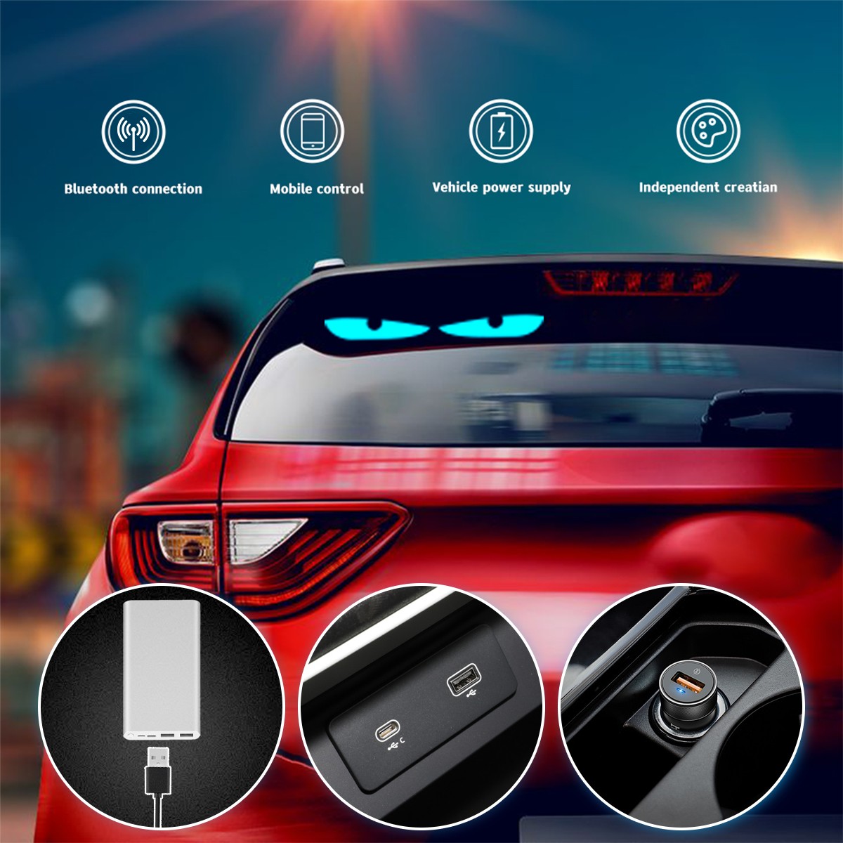 APP Programmable Window Display LED Light Screen Signal Car DIY Voice w/Control