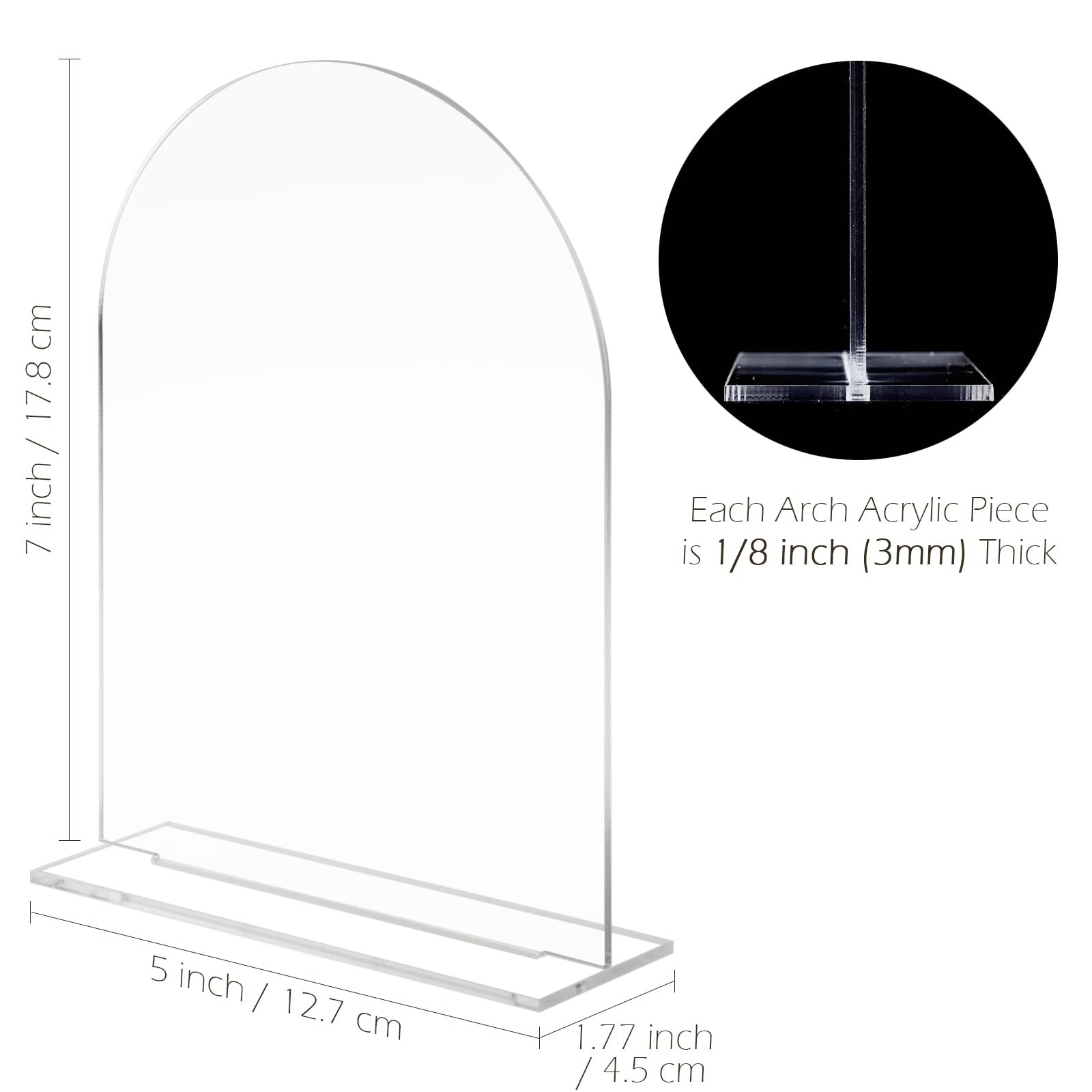 Clear Acrylic Arch Signs With Base Table Numbers Wedding Event 5×7 In 10 PK