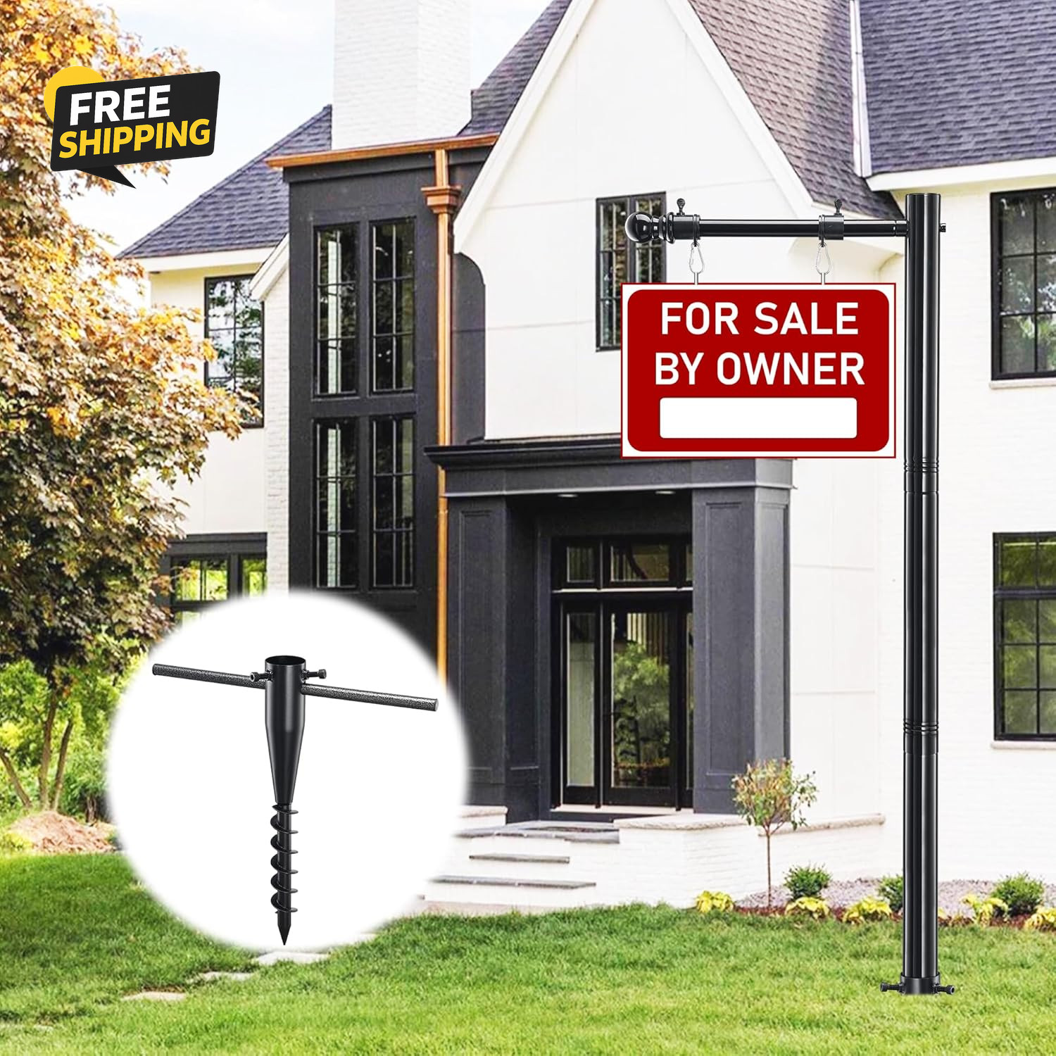 Real Estate Sign Post, 100 Inch Realtor Yard Sign Post for Sale Signs Rent Signs