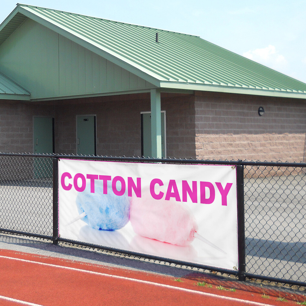 Vinyl Banner Multiple Sizes Cotton Candy Food and Drink Retail Outdoor