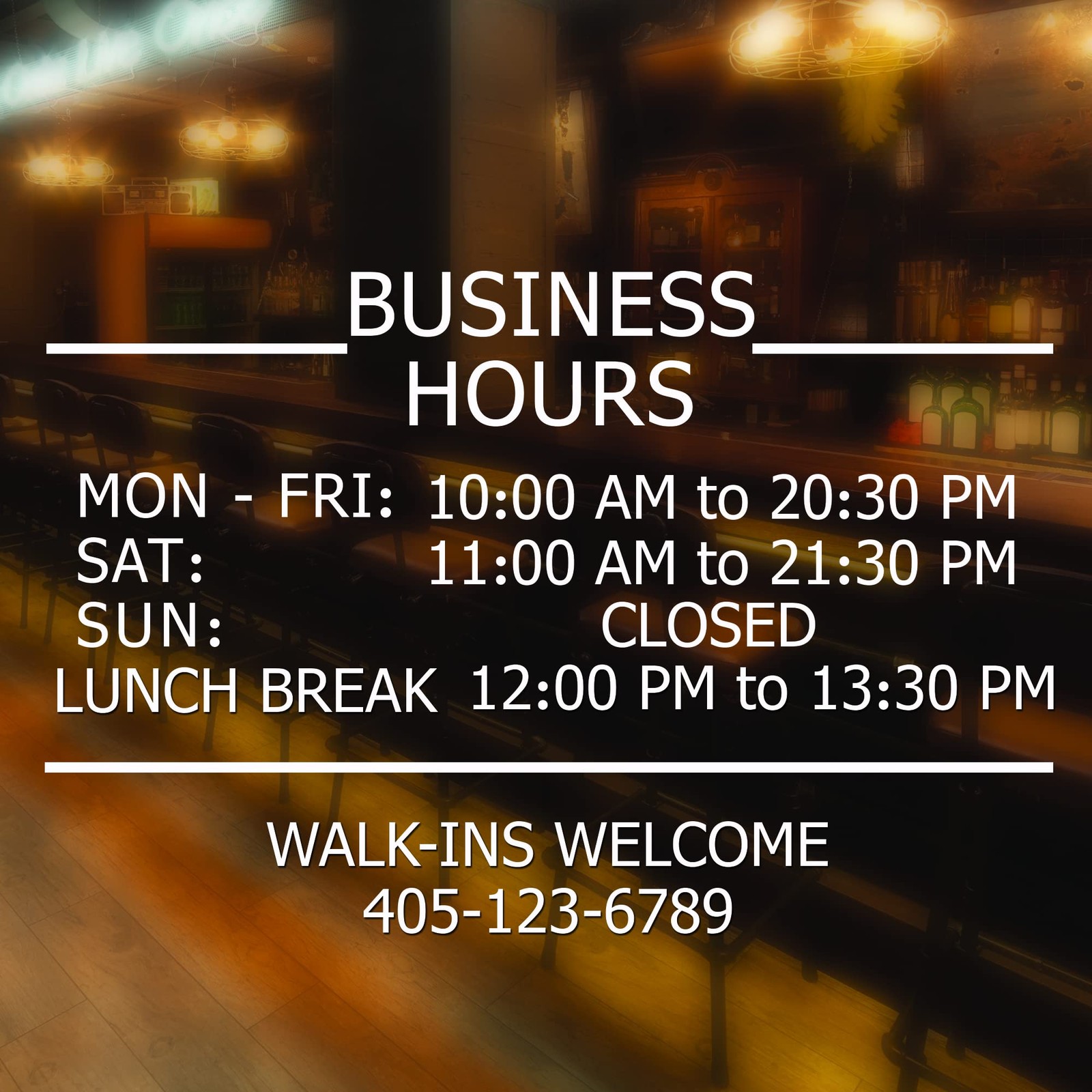 Business Hours Window Sign 16×23 Inch Changeable Retail Store Display