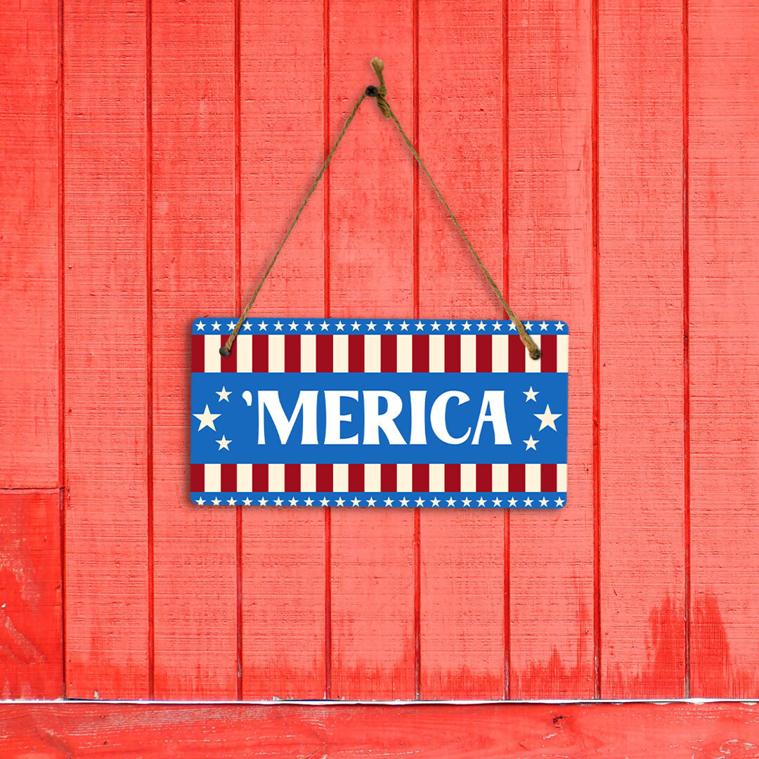 Merica 5×10 Hanging Plus Wall or Door Sign | USA Home Decor
