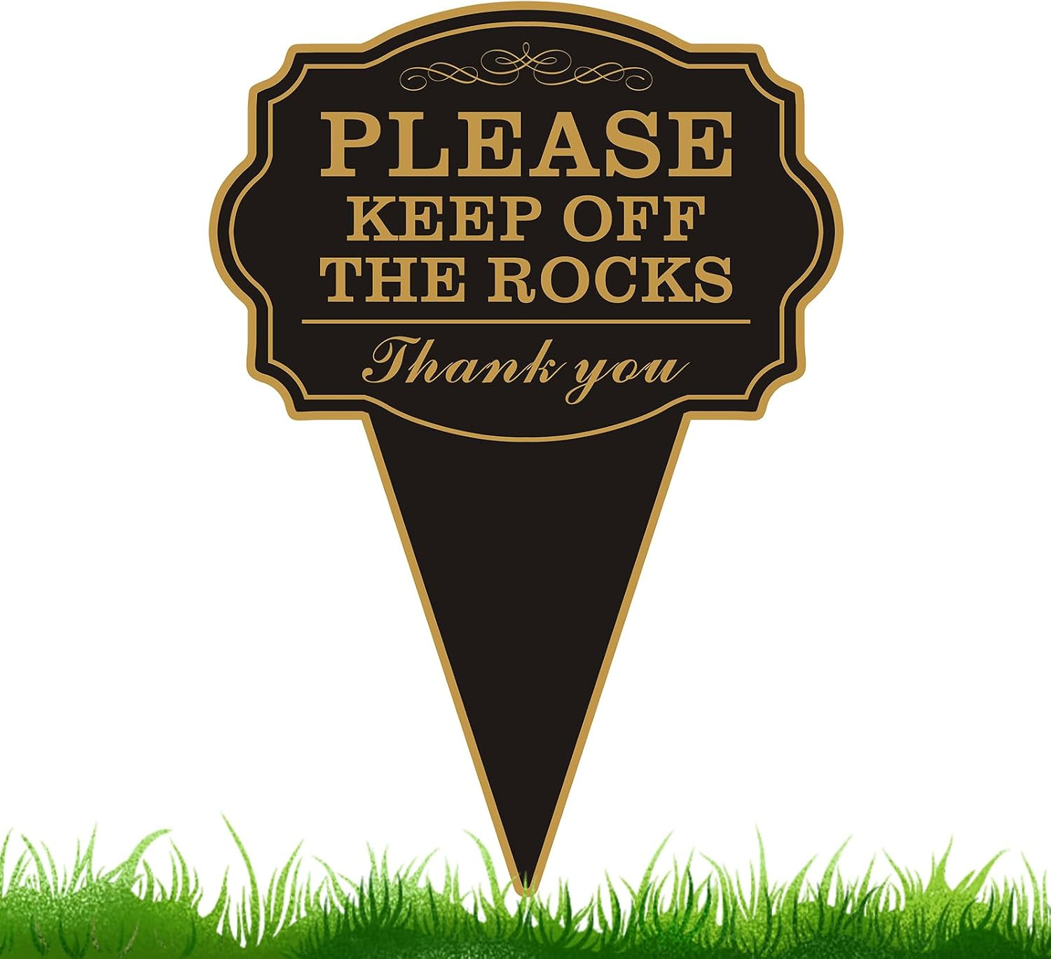 Double Sided Yard Sign, Please Stay off with Stake, 10″X14″ Keep off the Rocks M