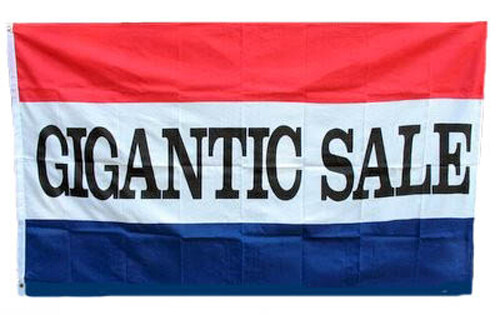GIGANTIC SALE Flag 5′ Wide X 3′ High Red White & Blue Ships from Massachusetts