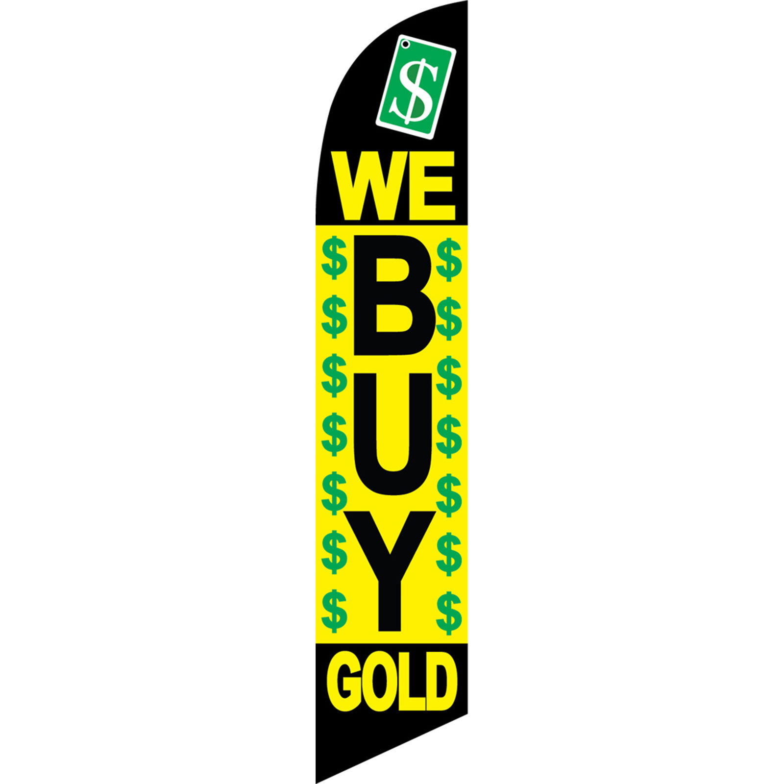 We Buy Gold 2 1/2 ft X 11 1/2 ft Windless Swooper Flag
