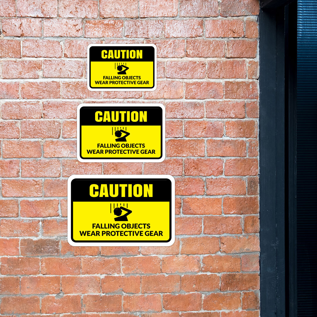 Classic Framed Plus Caution Falling Objects Wear Protective Gear Door Sign