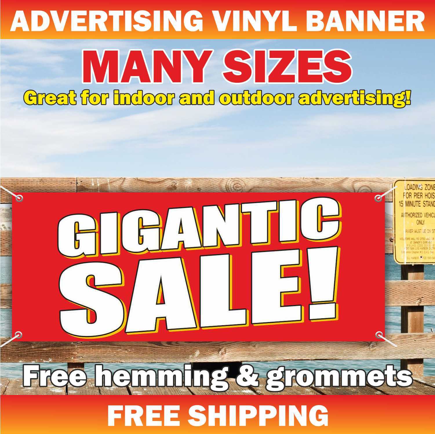 GIGANTIC SALE Advertising Banner Vinyl Mesh Sign clearance discount holidays